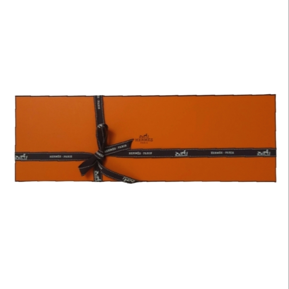 HERMES Authentic Iconic Orange Gift Box with Ribbon New